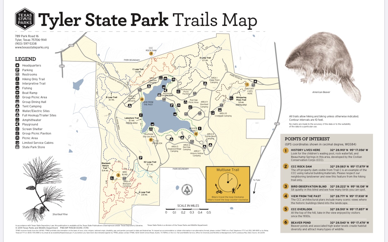 Tyler SP trail map